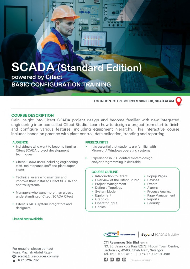 Scada (Standard Edition) powered by Citect 3-Day Training